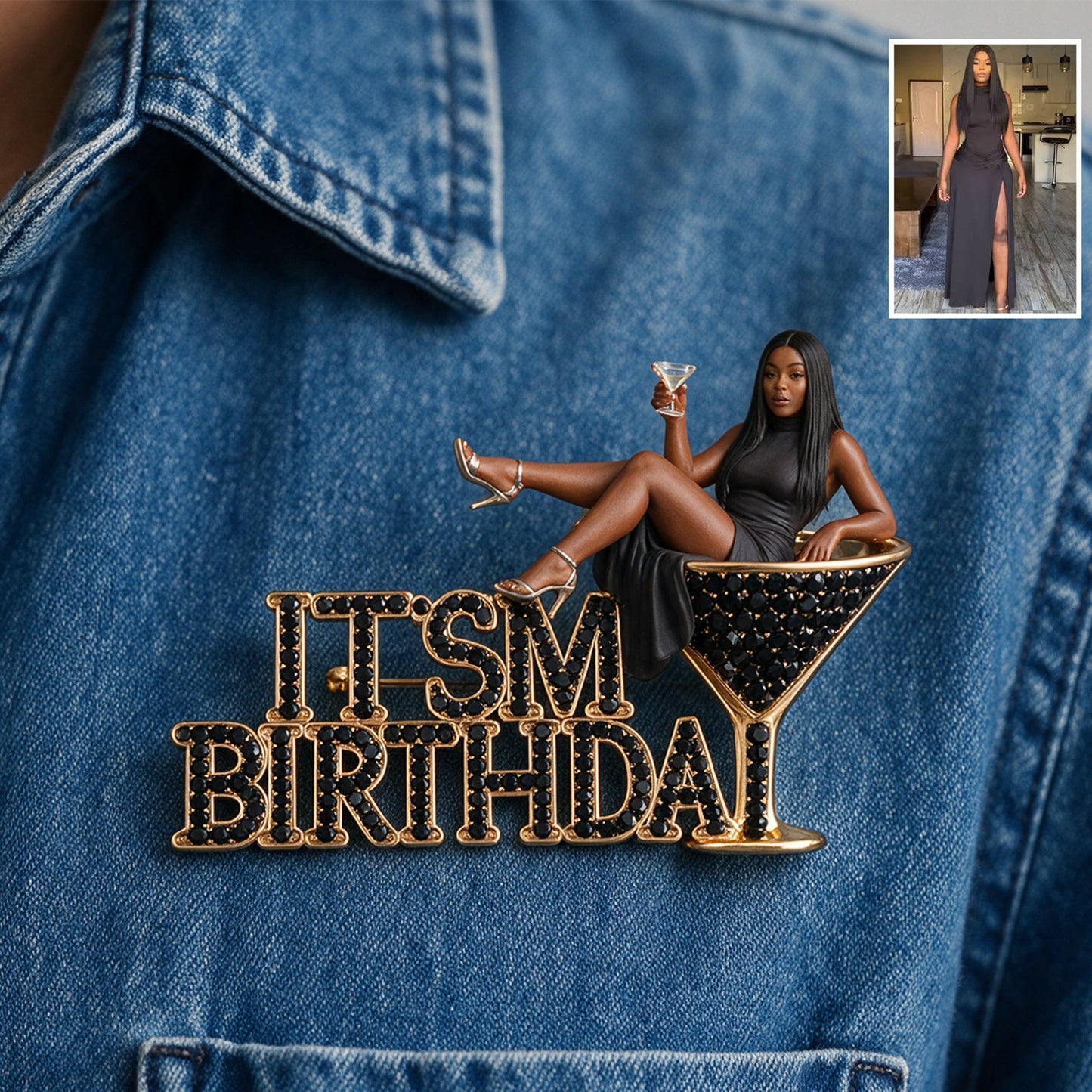 It's My Birthday - Celebratory Black Woman Personalized Birthday 3D Embossed Enamel Pin
