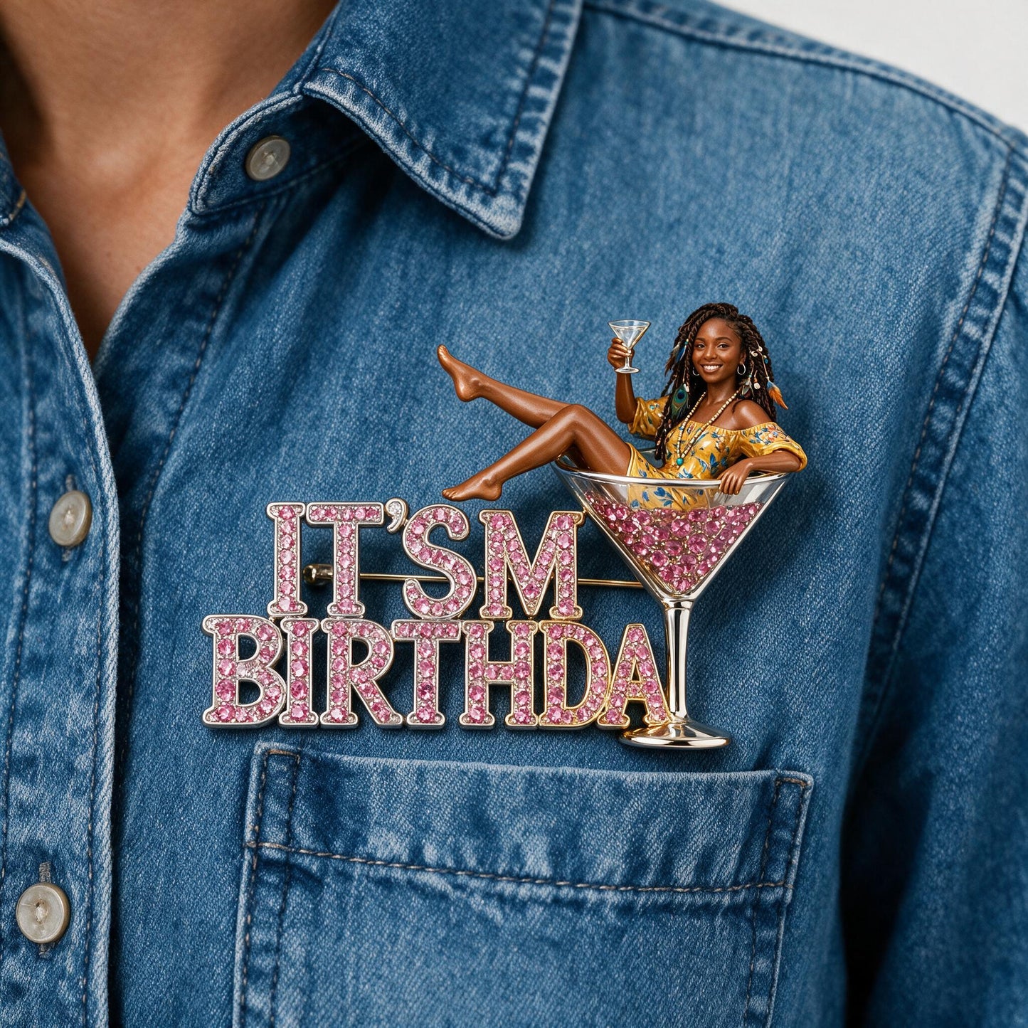 It's My Birthday - Celebratory Black Woman Personalized Birthday 3D Embossed Enamel Pin