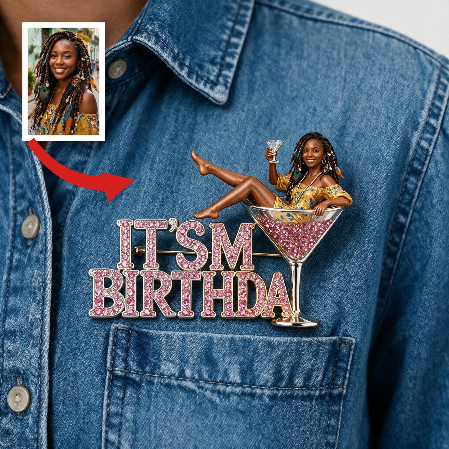 It's My Birthday - Celebratory Black Woman Personalized Birthday 3D Embossed Enamel Pin