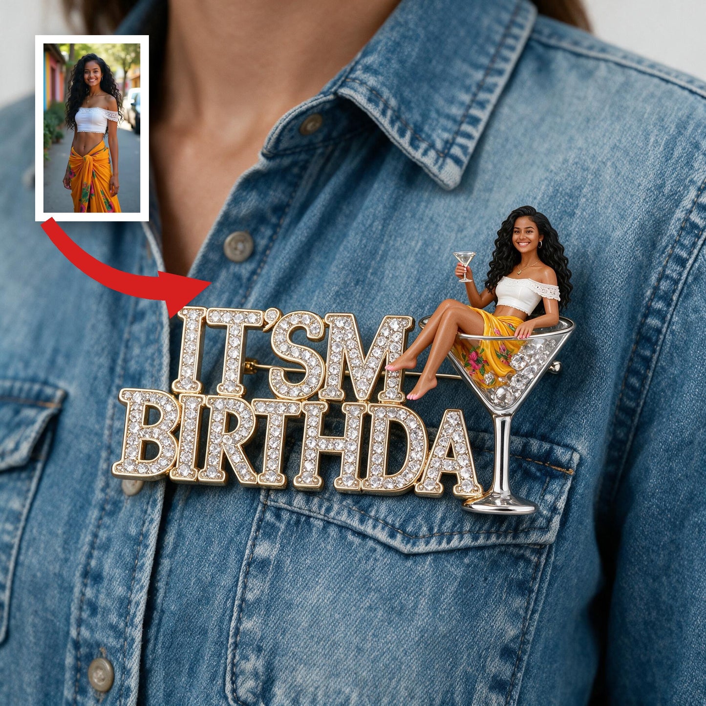 It's My Birthday - Personalized Birthday Party Woman 3D Embossed Enamel Pin