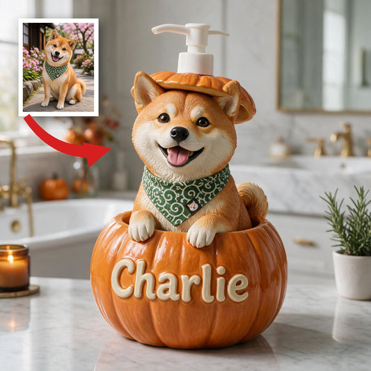 Personalisierter Peekaboo Shiba Inu Kürbis Seifenspender Süße Herbstdekoration Hundeliebhaber Geschenk
