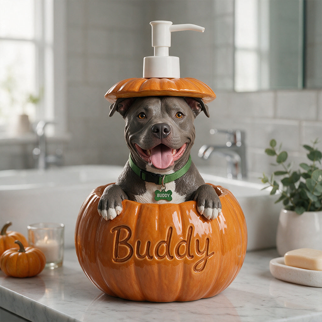 Personalized German Shepherd Pumpkin Peek Soap Pump Dispenser Fall Halloween Dog Lover Gift