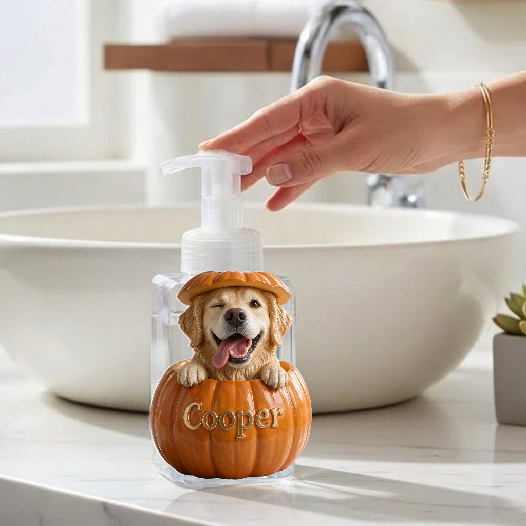 Personalized Peekaboo Tan Chihuahua Pumpkin Soap Dispenser | Cute Fall Halloween Dog Lover Home Decor Gift