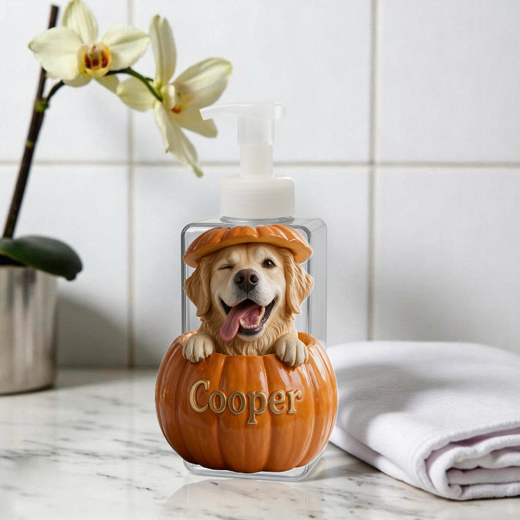 Personalized Blue-Eyed Siberian Husky Pumpkin Peek Soap Pump Dispenser Fall Halloween Dog Lover Gift