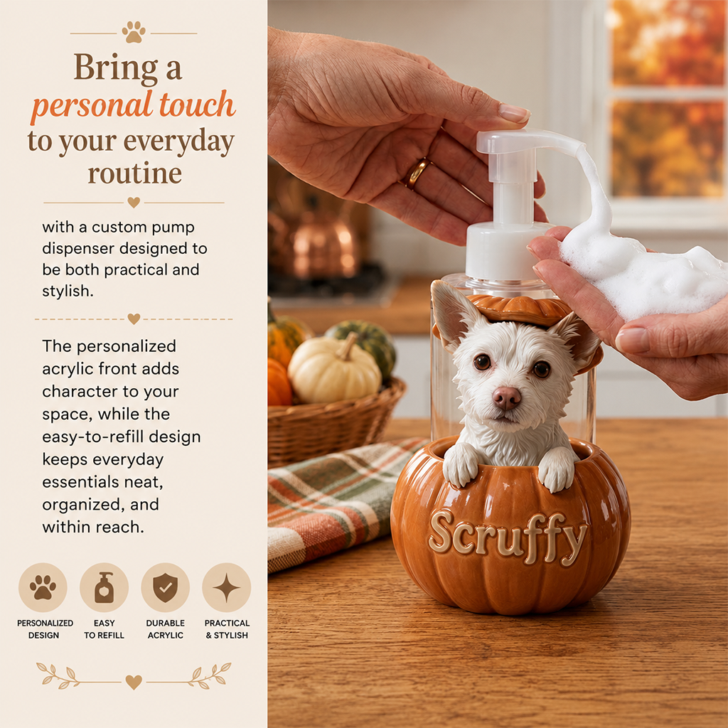Personalized Blue-Eyed Siberian Husky Pumpkin Peek Soap Pump Dispenser Fall Halloween Dog Lover Gift