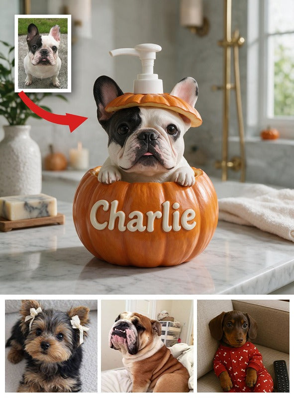 Personalized German Shepherd Pumpkin Peek Soap Pump Dispenser Fall Halloween Dog Lover Gift