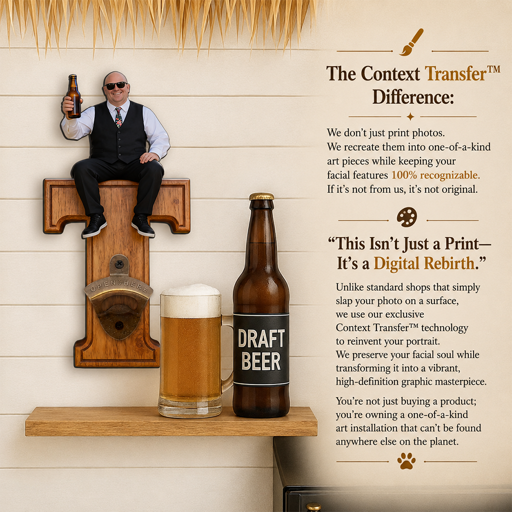 Personalized Letter Wall Bottle Opener | Funny Bearded Beer Lover Man Design, Rustic Home Bar Gift for Dad Beer Enthusiasts