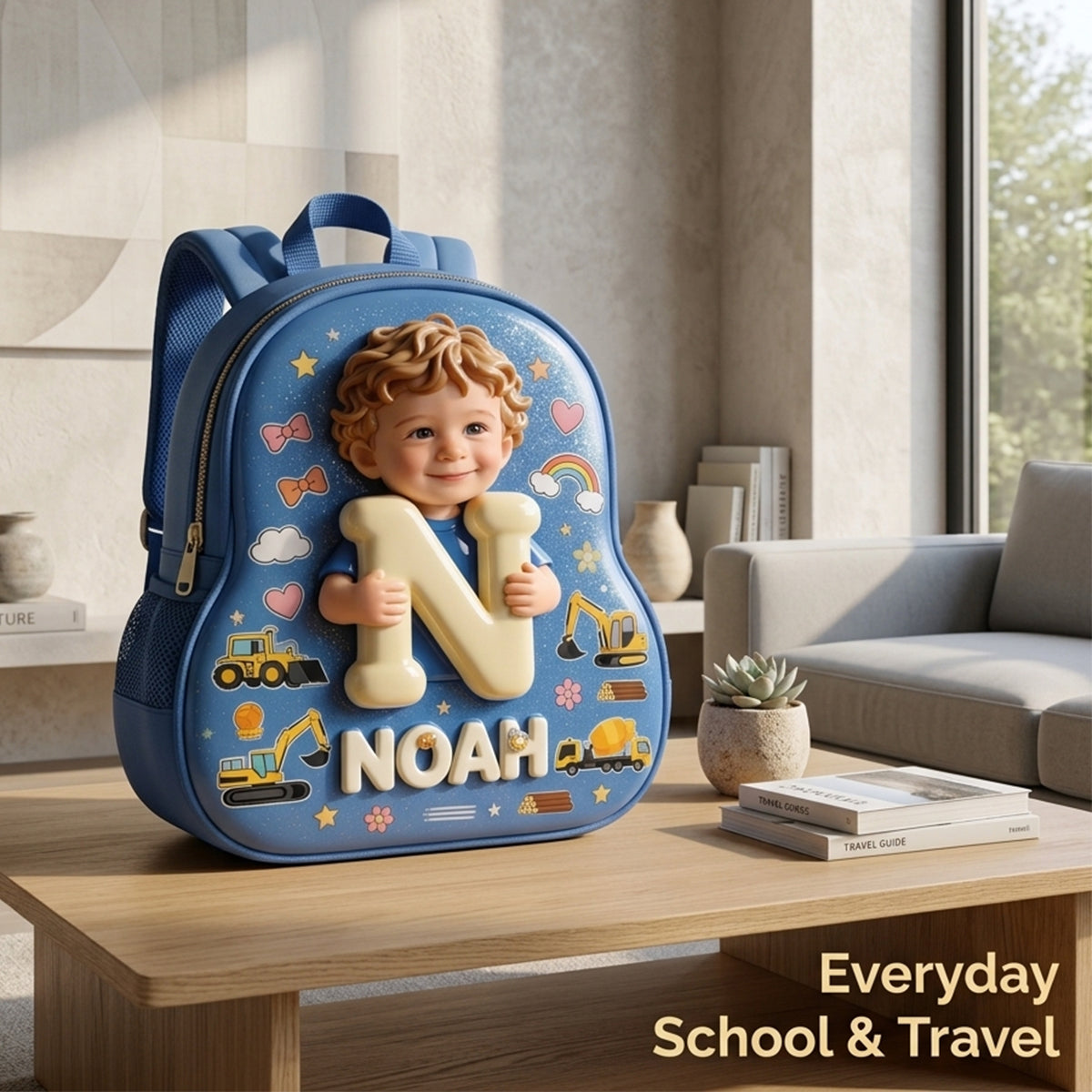 Personalized 3D Cute Baby Girl Pink Backpack Custom Name Gift for Toddler Little Girl Back to School Daycare
