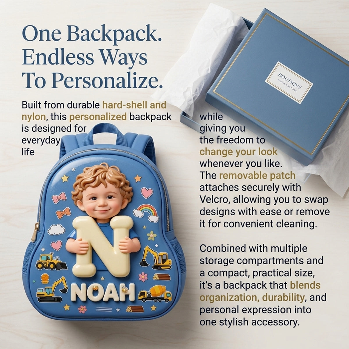 Personalized 3D Cute Baby Girl Pink Backpack Custom Name Gift for Toddler Little Girl Back to School Daycare