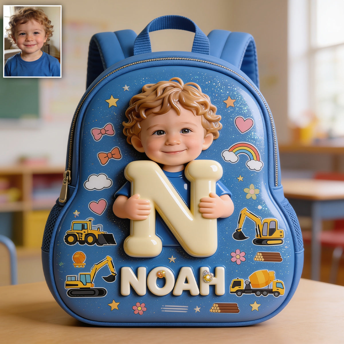 Personalized 3D Latin Baby Girl Custom Name Backpack, Glitter Toddler Preschool Bag Gift for Little Girls