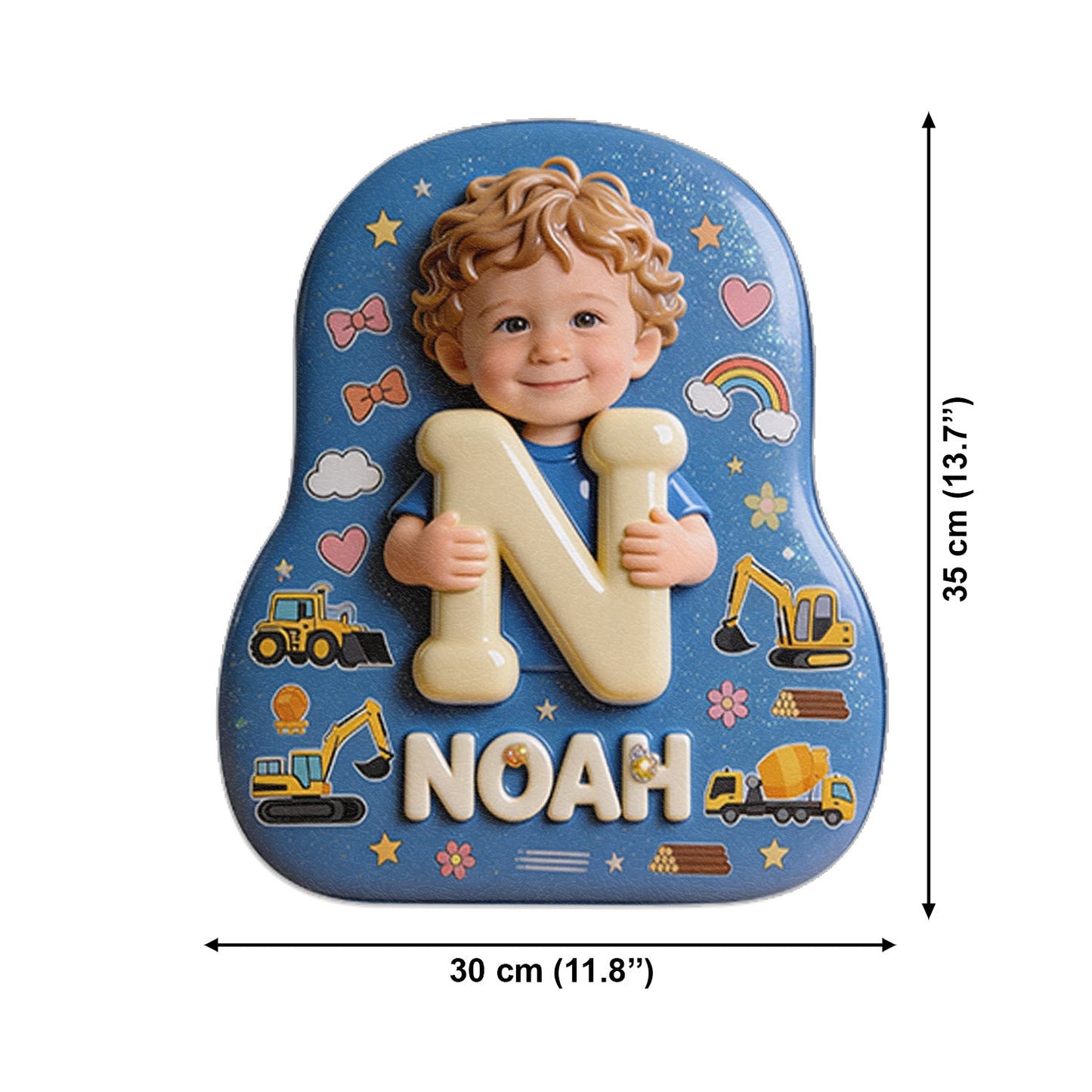 Personalized 3D Curly Blonde Baby Boy Custom Name Backpack, Cute Preschool Toddler School Gift for Little Boys
