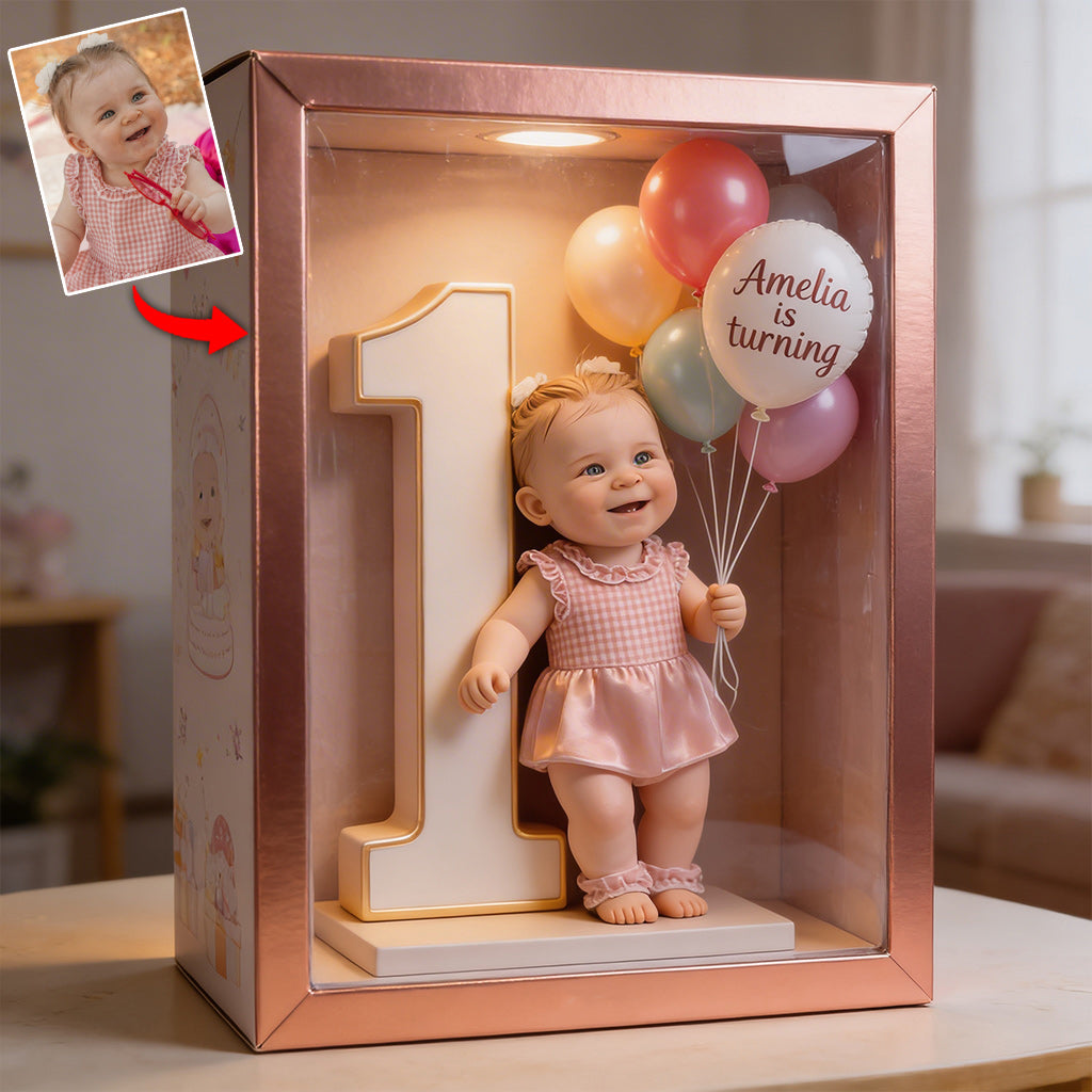 Personalized 1st Birthday Cute Baby with Balloons Custom Shaped Acrylic Plaque, Baby Milestone Keepsake Gift