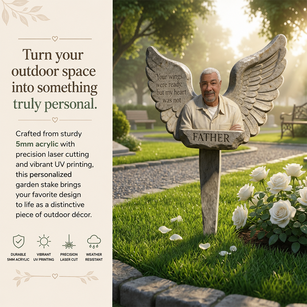 Personalized Black Girl Memorial Angel Garden Plaque 'Your Wings Were Ready' Bereavement Remembrance Gift