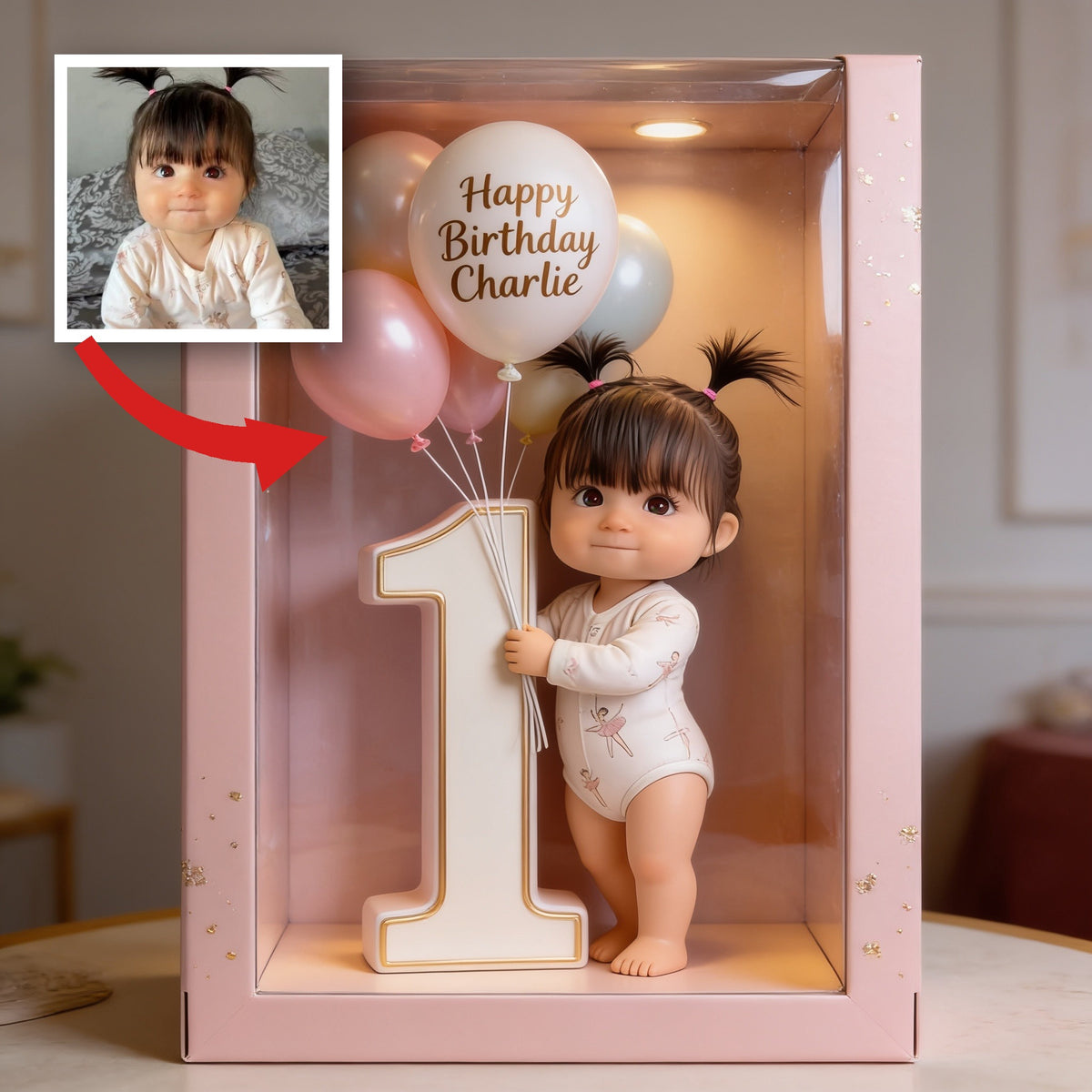 Plaque Acrylique Personnalisée pour le 1er Anniversaire de Bébé, Thème Ballon