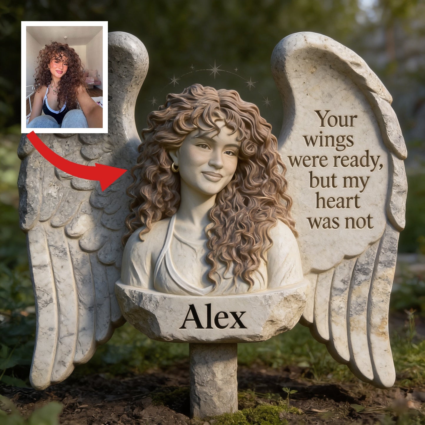 Personalized Latin Girl Memorial Angel Garden Acrylic Plaque - 'Your Wings Were Ready' Bereavement Remembrance Gift for Lost Loved One