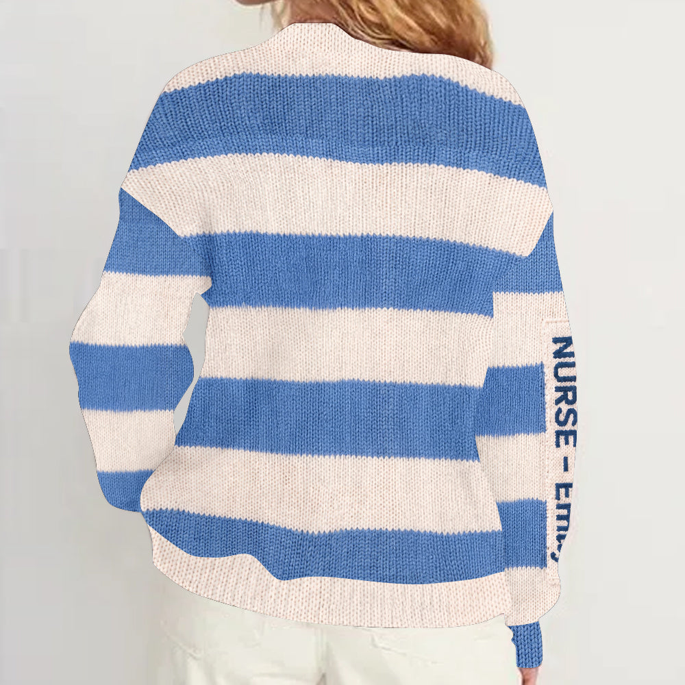 Personalized 3D Knit Nurse Life Cardigan Sweater, Custom Proud Nurse Gift for Healthcare Professionals Casual Work Wear