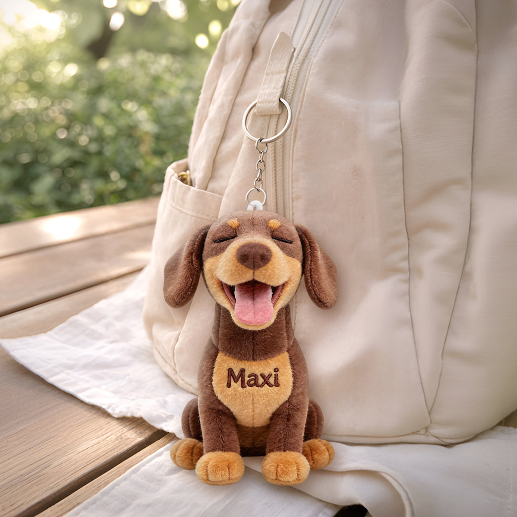 Always By My Side Personalized Sitting German Shepherd Plush Keychain, Custom Dog Lover Pet Keepsake Gift