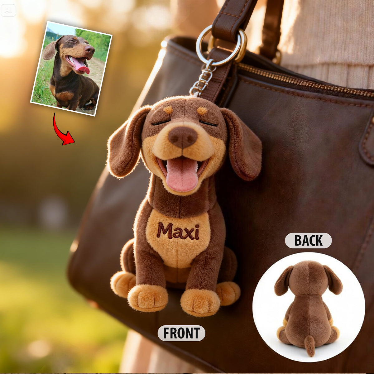 Cute Spotted Dalmatian Puppy Personalized Plush Keychain Custom Dog Lover Gift Bag Charm Accessory