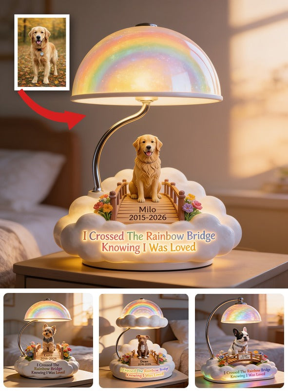 Personalized German Shepherd Rainbow Bridge Memorial Acrylic LED Night Light, Dog Loss Sympathy Keepsake Gift