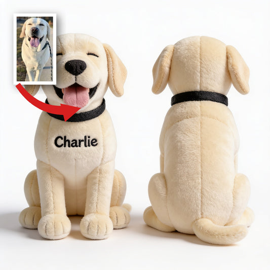 Personalisierter Smiling Cream Labrador Retriever Plüsch Schlüsselanhänger, individuelles Geschenk für Hundeliebhaber