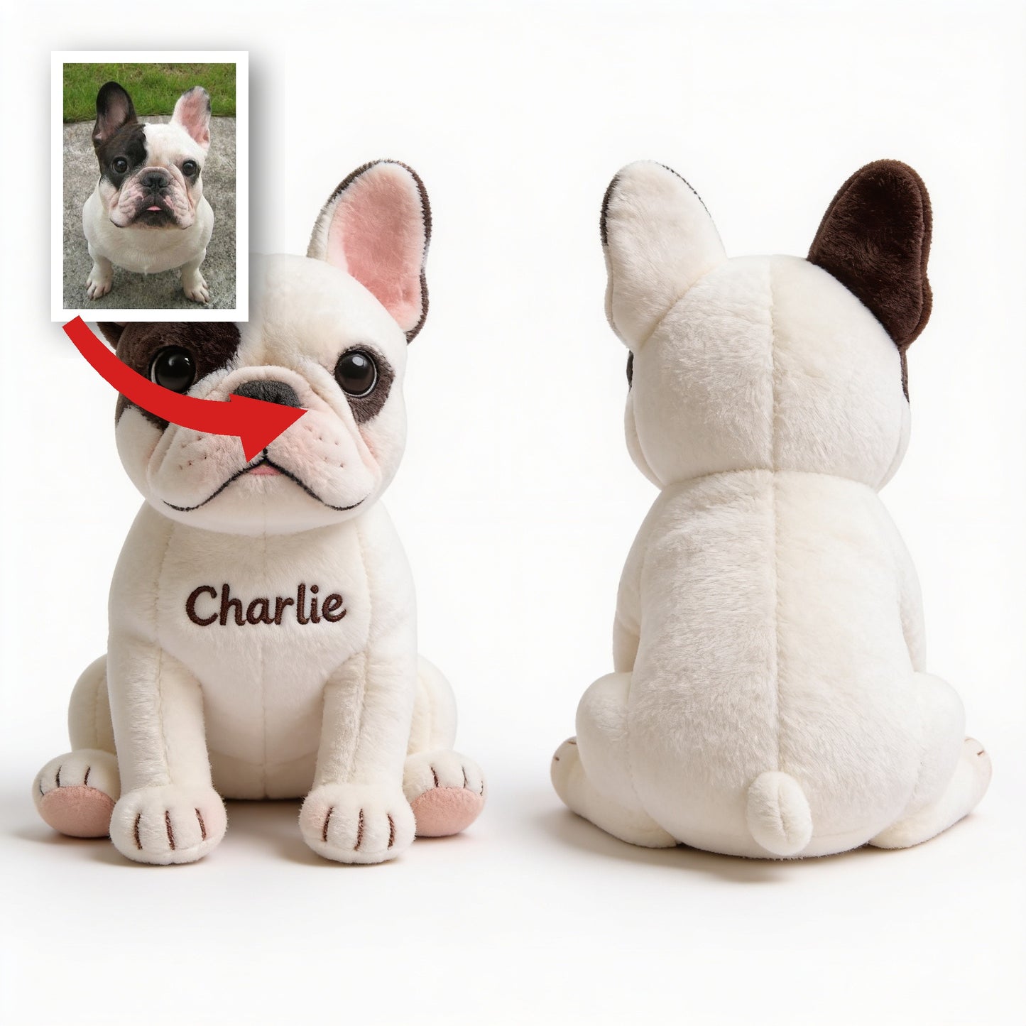 Cute Personalized French Bulldog Plush Keychain, Custom Name Frenchie Charm Gift for Dog Lovers & Pet Owners