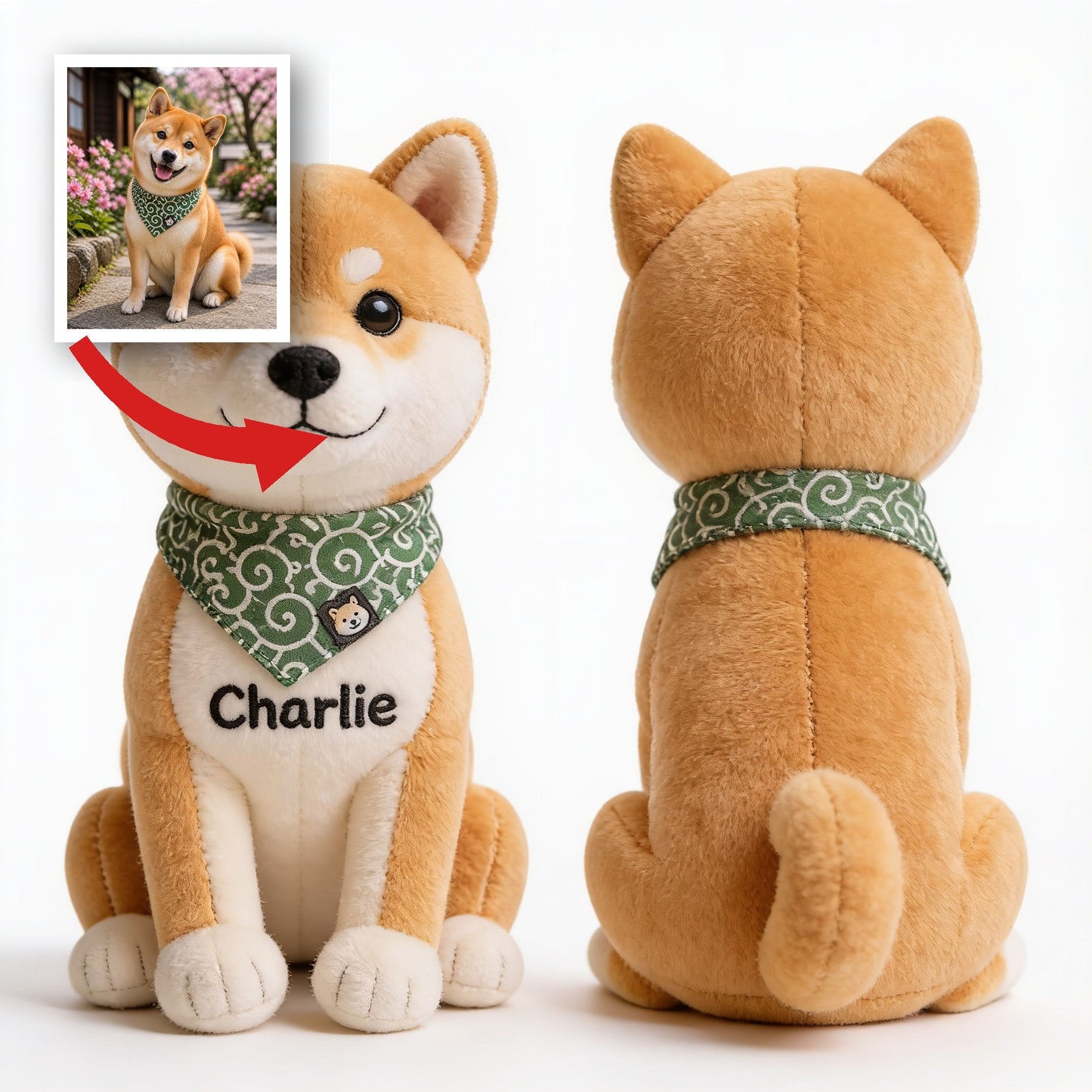 Always By My Side: Personalized Sitting Tan Shiba Inu Plush Keychain, Custom Gift for Shiba Inu Owners and Dog Lovers