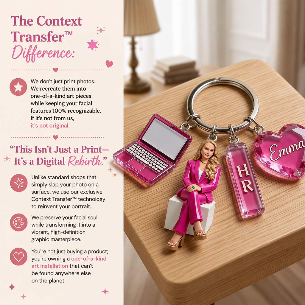 Personalized Adult Latin Man Portrait Keychain, Custom Office Colleague Staff Appreciation Gift With Themed Charms
