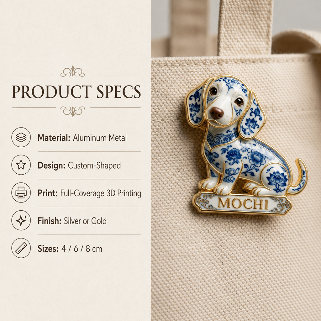 Épinglette en Émail Émaillée 3D en Porcelaine Bleue et Blanche, Cadeau Personnalisé pour Amateurs de Border Collie