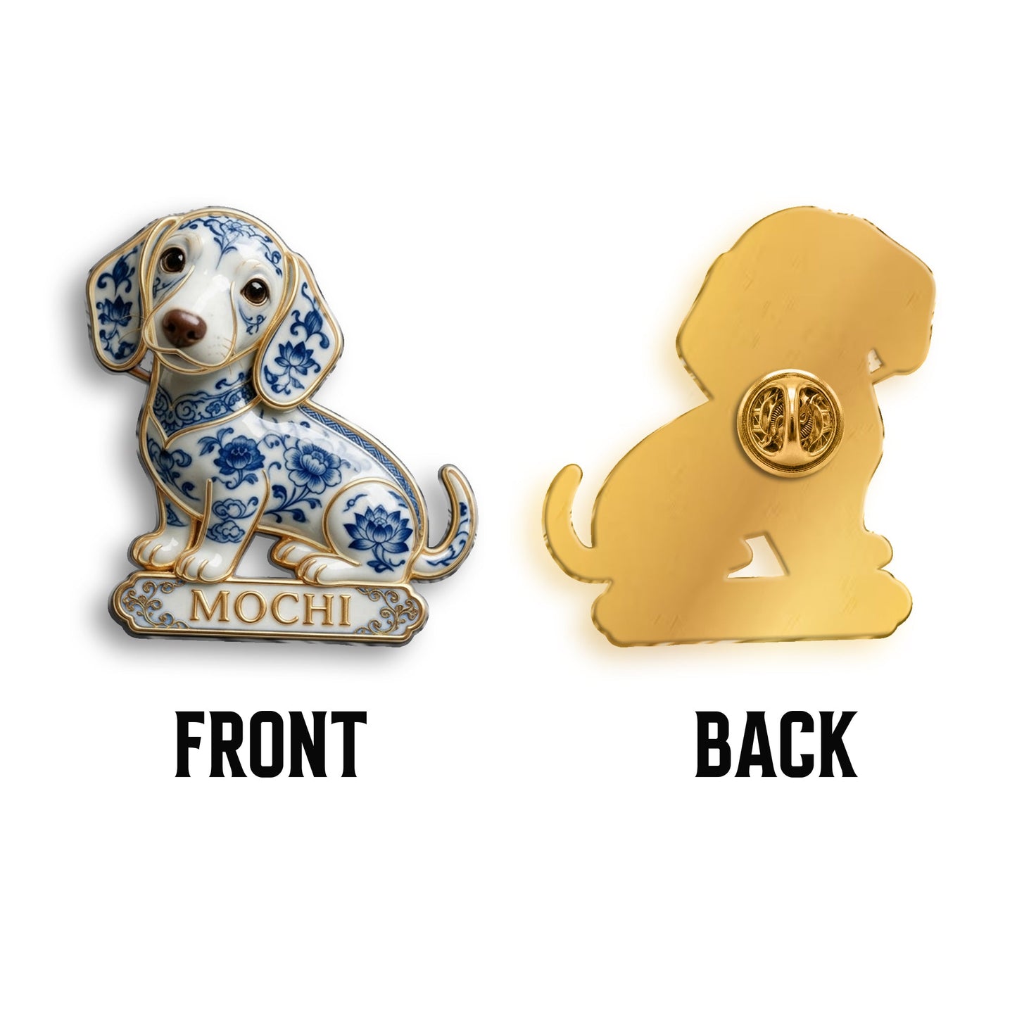 Épinglette en Émail Émaillée 3D en Porcelaine Bleue et Blanche, Cadeau Personnalisé pour Amateurs de Border Collie