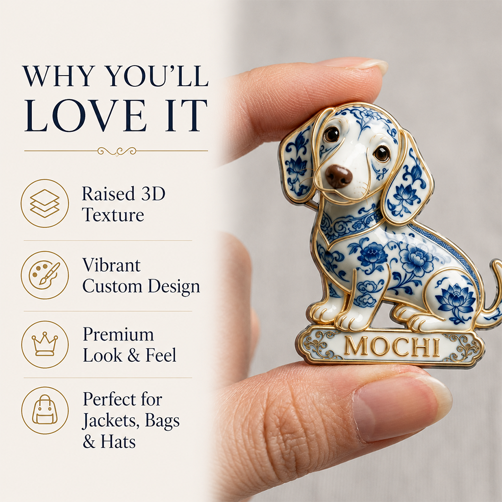 Personalisierte blaue & weiße Porzellan Siberian Husky 3D Relief Emaille-Anstecknadel Geschenk für Hundeliebhaber