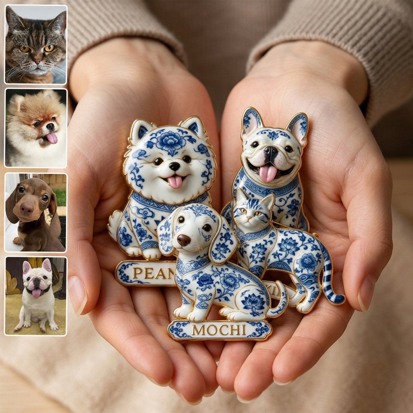 Personalisierte 3D-Relief-Emaille-Anstecknadel Japanischer Akita Inu
