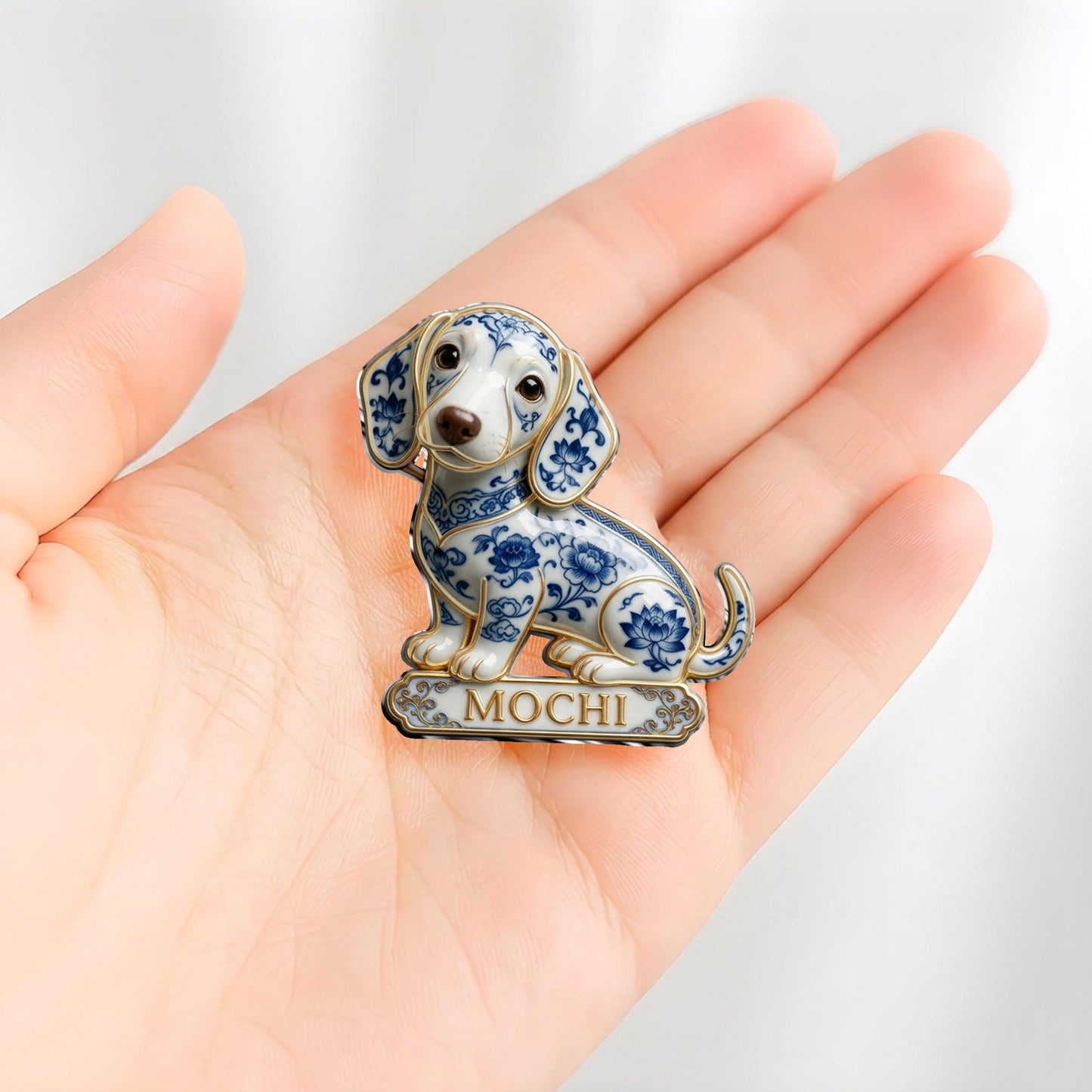 Personalisierte blaue & weiße Porzellan Siberian Husky 3D Relief Emaille-Anstecknadel Geschenk für Hundeliebhaber
