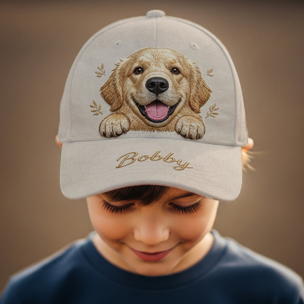 Personalized Peeking Fluffy Pomeranian Classic Cap Custom Embroidered Dog Owner Gift Outdoor Hat
