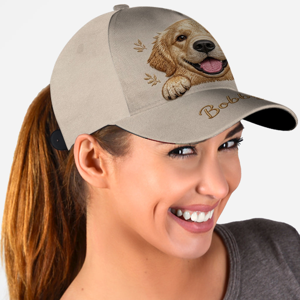 Personalized Fluffy Blue-Eyed Siberian Husky Classic Cap Custom Pet Hat Gift for Husky Lovers Outdoor Sun Protection