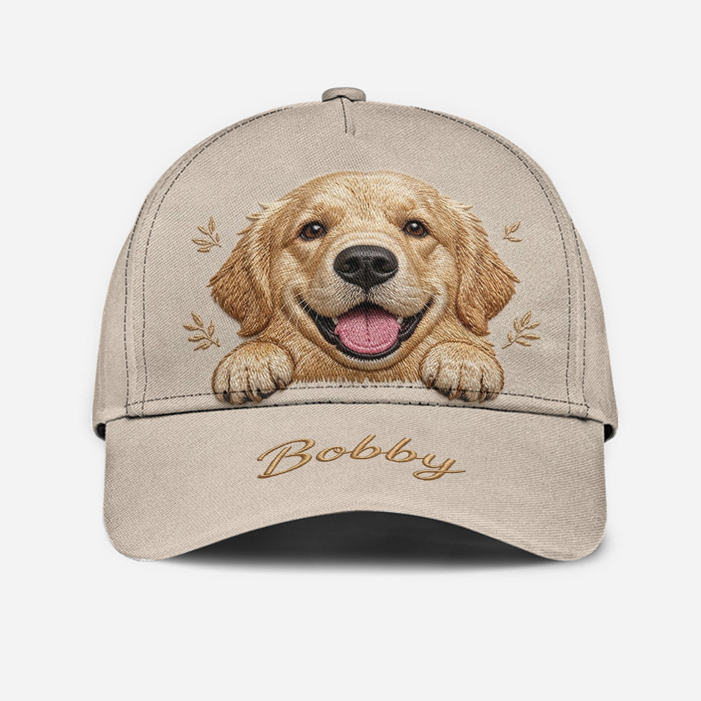 Personalized Peeking Golden Retriever Classic Cap, Custom Pet Hat Gift for Golden Retriever Owners and Dog Lovers