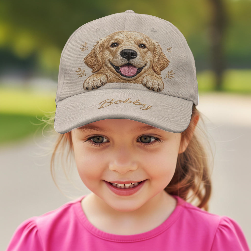 Personalized Peeking Golden Retriever Classic Cap, Custom Pet Hat Gift for Golden Retriever Owners and Dog Lovers