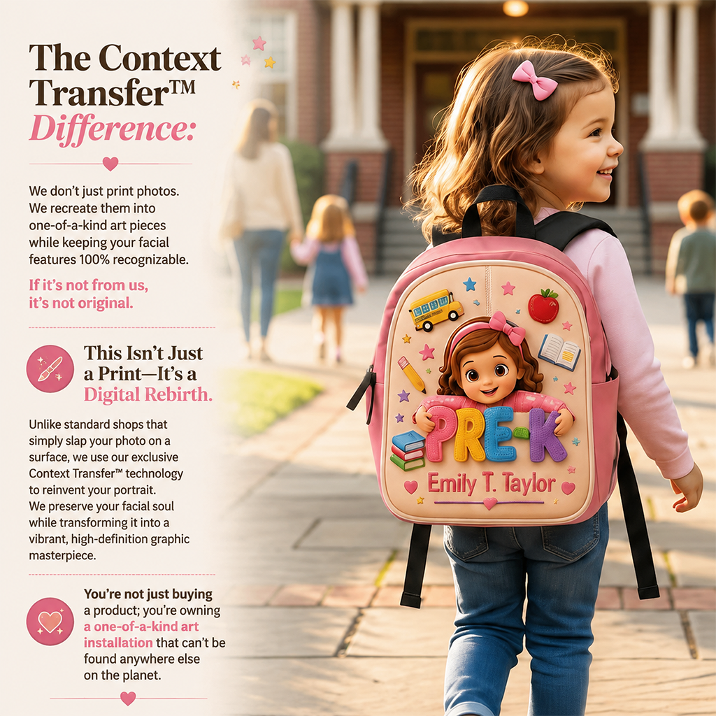 Personalized 3D Little Latina Girl Pre-K Backpack Custom Leather Patch Perfect Back To School Gift For Preschool Kids