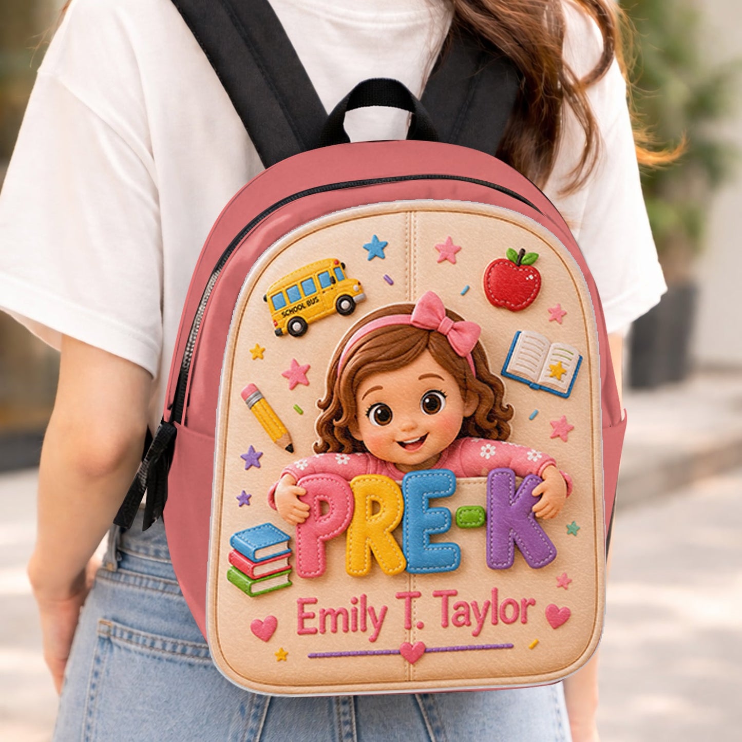 Cute 3D Curly Haired Little Black Girl Personalized Pre-K Backpack, Perfect Back To School Gift For Kids
