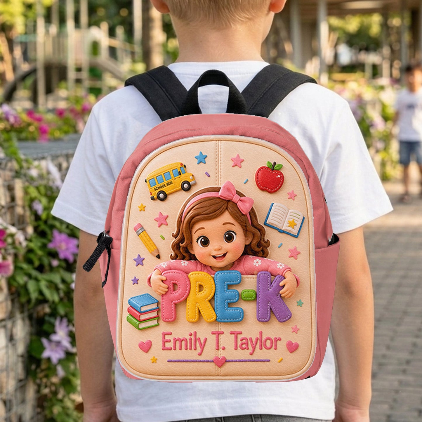 Personalized 3D Little Latina Girl Pre-K Backpack Custom Leather Patch Perfect Back To School Gift For Preschool Kids