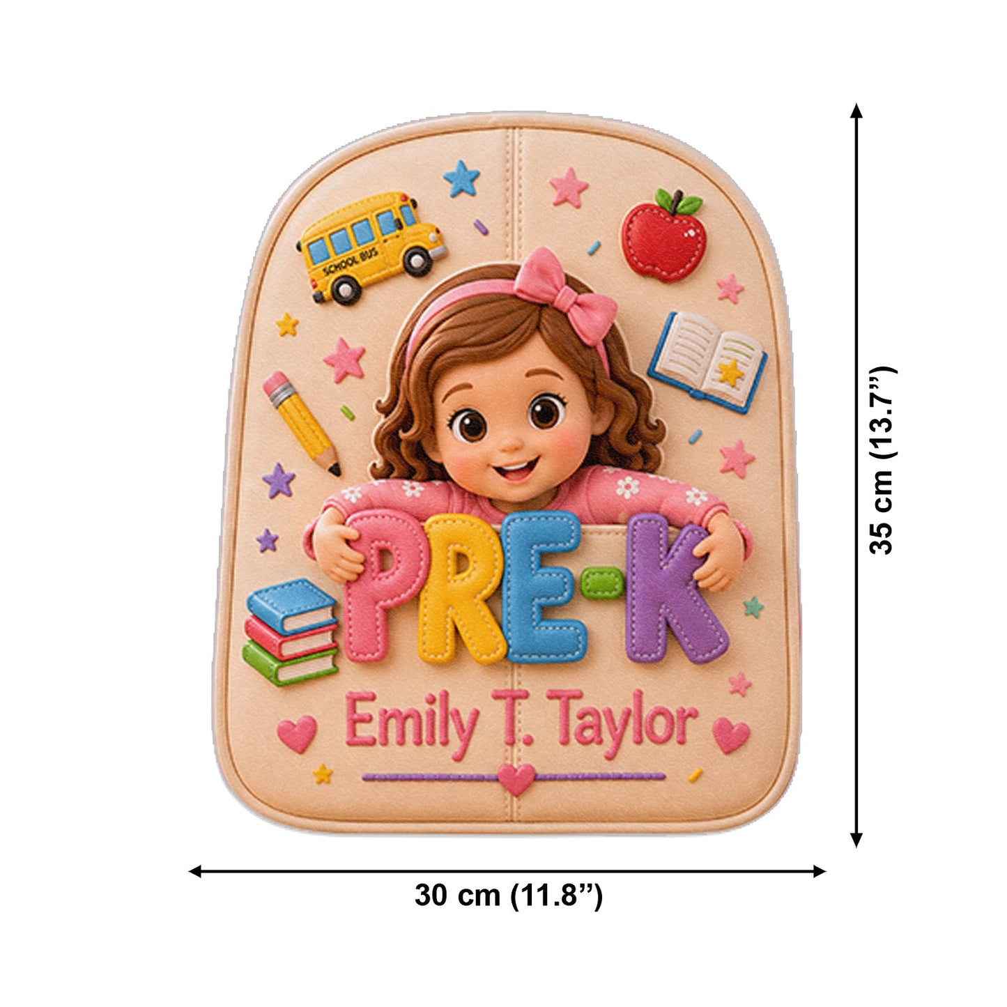 Personalized 3D Little Latina Girl Pre-K Backpack Custom Leather Patch Perfect Back To School Gift For Preschool Kids