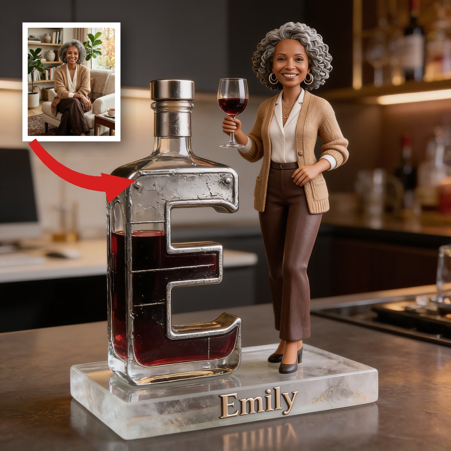 Personalized Wine Loving Latina Mom Custom Shaped Acrylic Plaque - Unique Home Bar Desk Decor Gift for Wine Enthusiast Mom