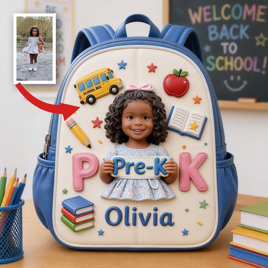 Cute 3D Curly Haired Little Black Girl Personalized Pre-K Backpack, Perfect Back To School Gift For Kids