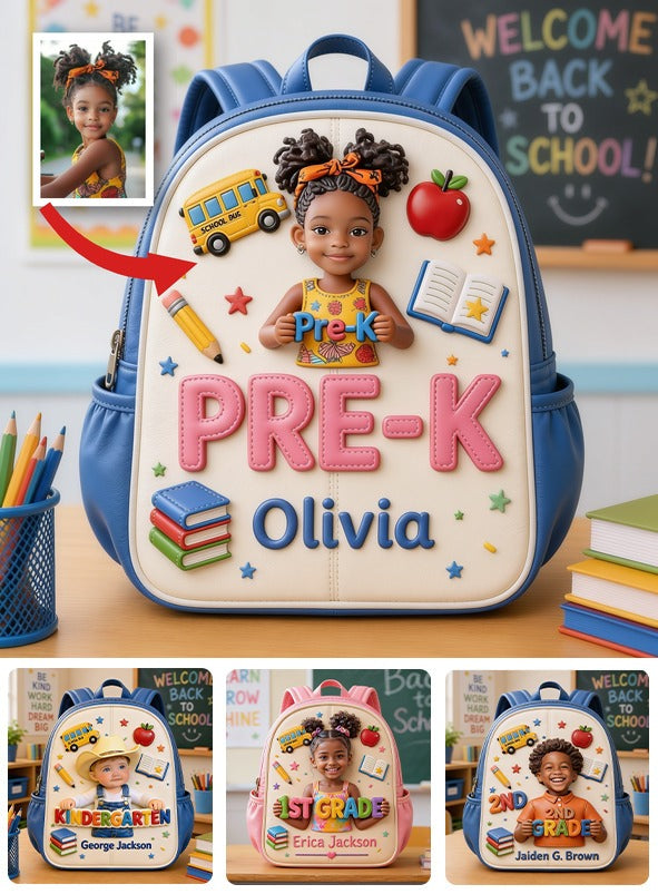 Personalized 3D Little Latina Girl Pre-K Backpack Custom Leather Patch Perfect Back To School Gift For Preschool Kids