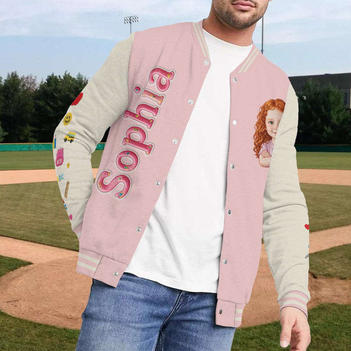 Personalized Little Boy Back To School Varsity Jacket Custom Photo, Name & Grade Embroidered Kids School Gift