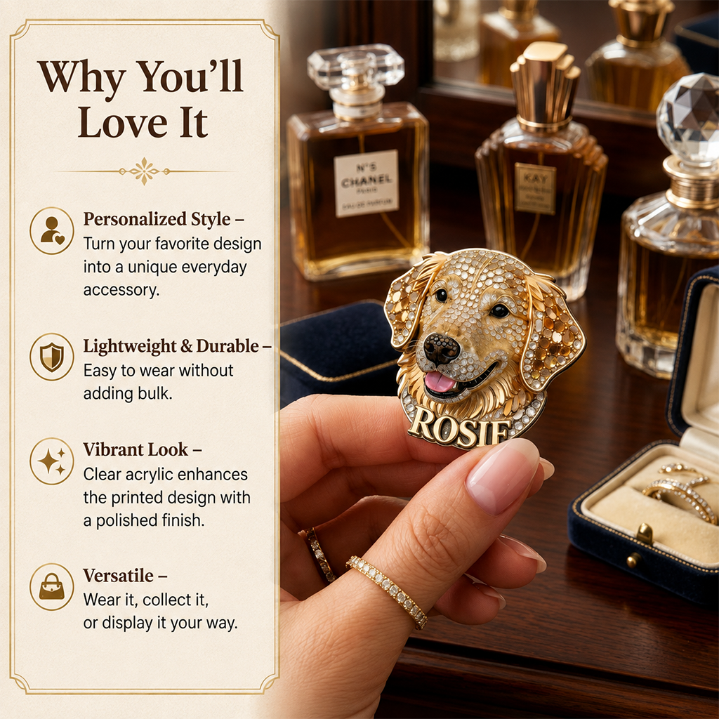 Personalized Jeweled Rottweiler Dog Pin, Unique Custom Gift for Rottweiler Owners Pet Lovers Jacket Backpack Accessory