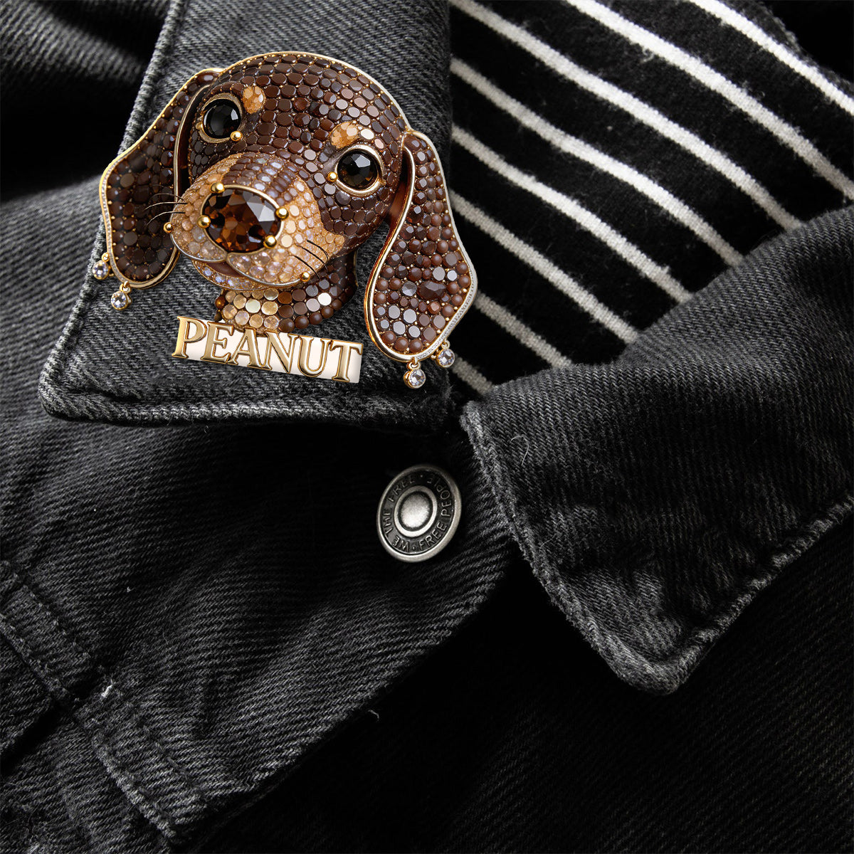Personalized Tiny Jeweled Chihuahua Acrylic Enamel Pin, Unique Custom Gift for Chihuahua Pet Lovers
