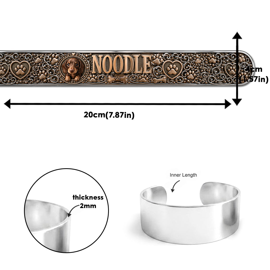 Personalized Black and White Border Collie Cuff Bracelet | Custom Dog Lover Gift for Border Collie Pet Owners