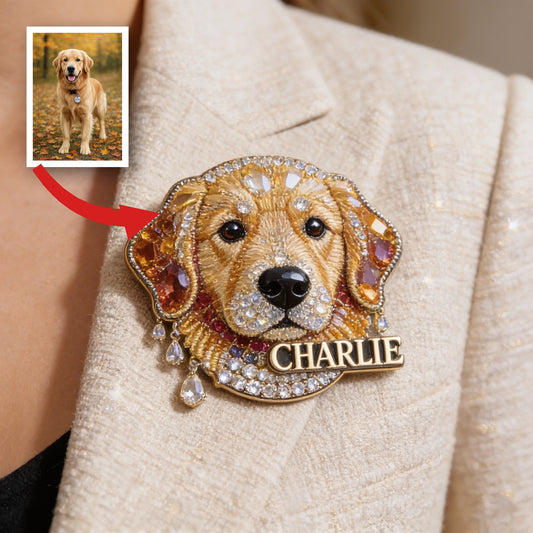 Personalized Golden Retriever Dog Pin, Custom Name Unique Gift for Pet Lovers and Golden Retriever Owners