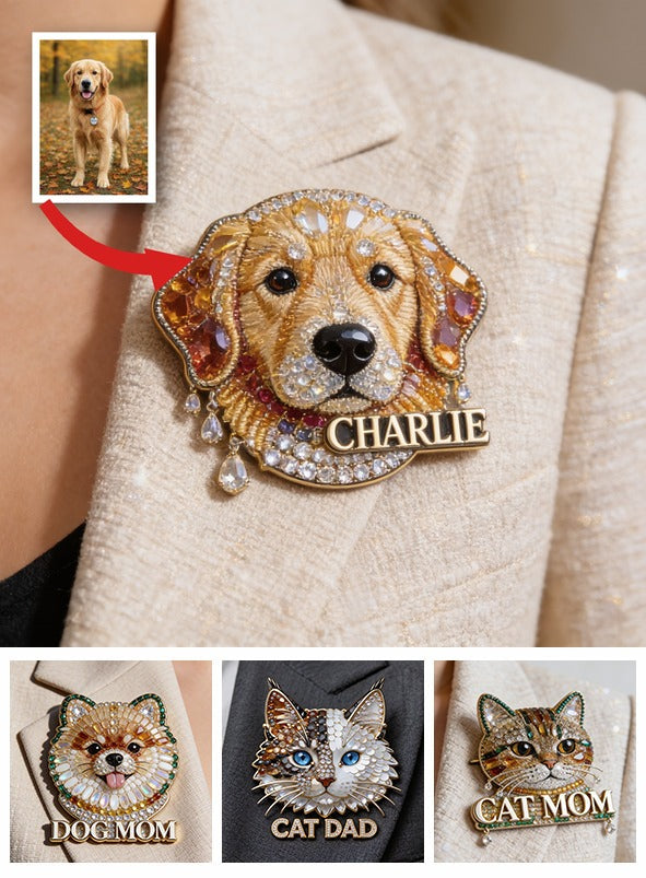 Personalized Golden Retriever Dog Pin, Custom Name Unique Gift for Pet Lovers and Golden Retriever Owners