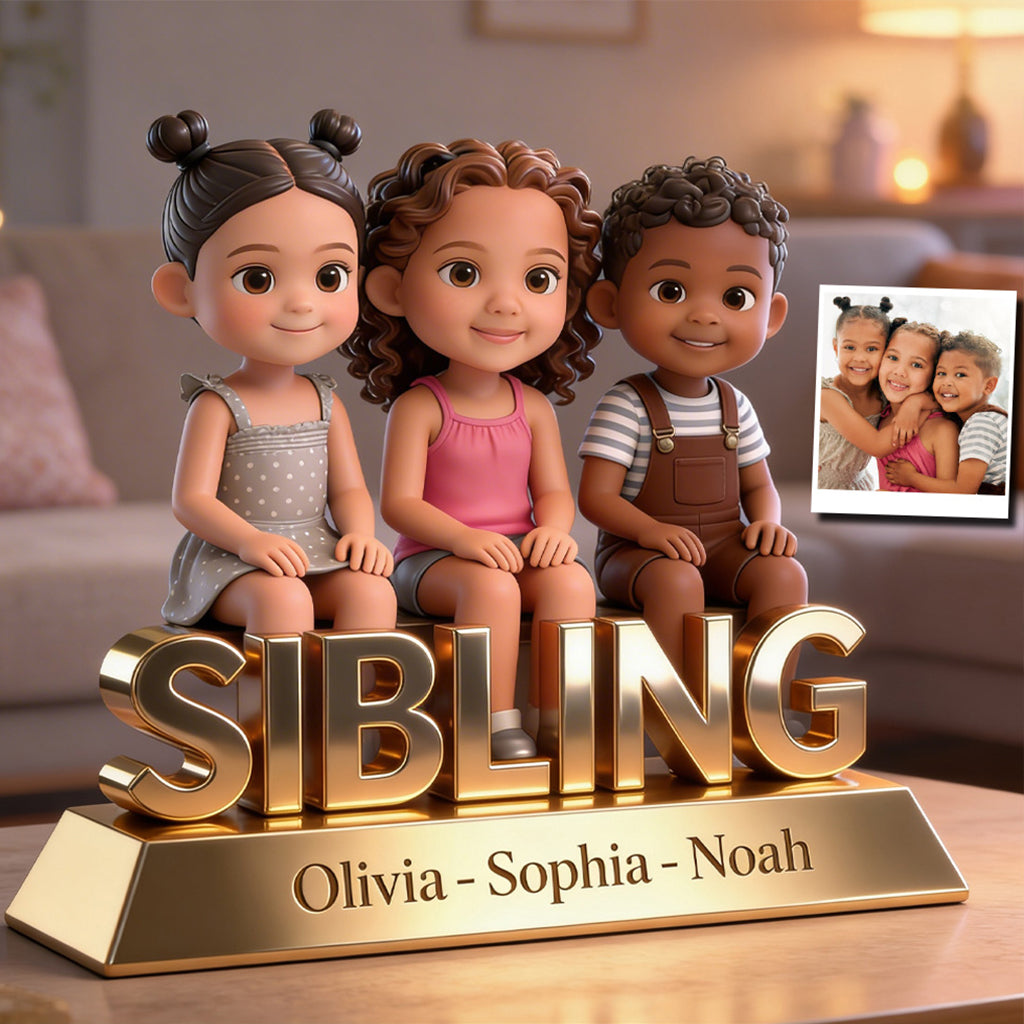 Personalized Sibling Forever Custom Shaped Acrylic Plaque, Cute Young Children Family Keepsake Gift for Home Desk Display